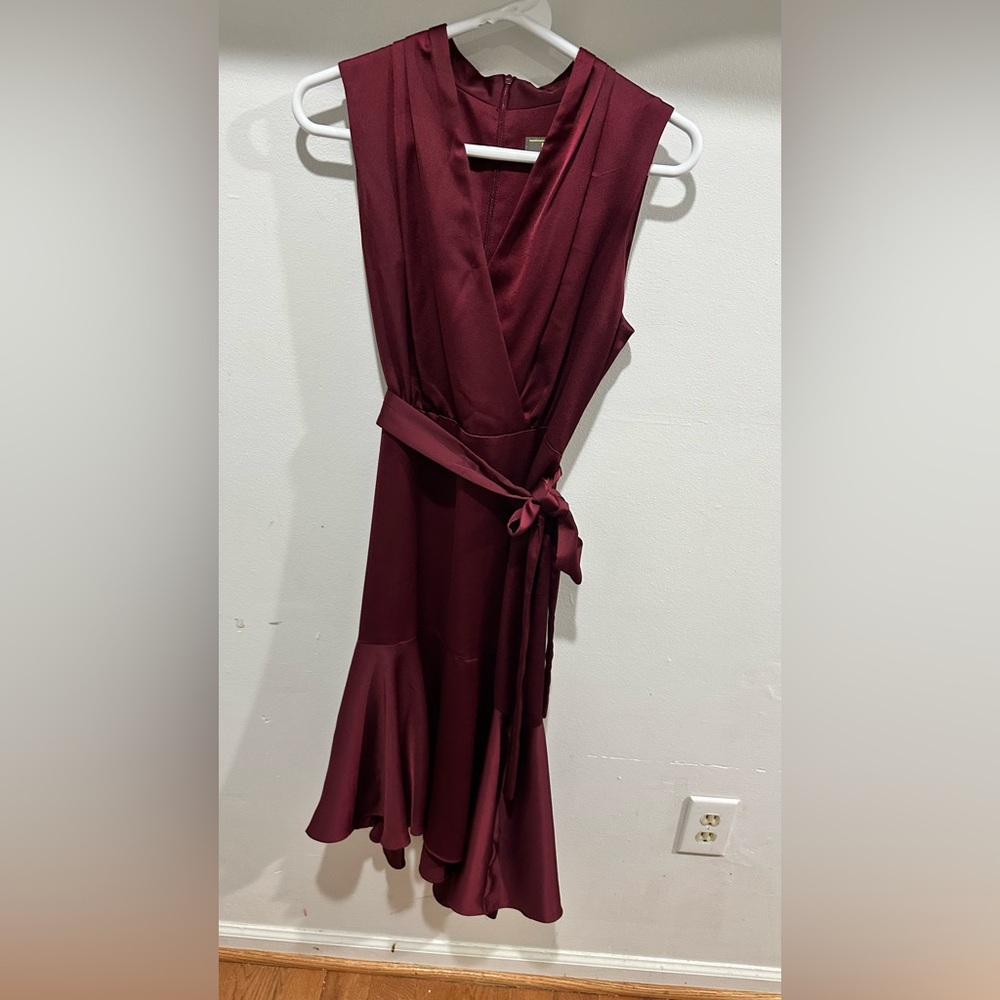 Elegant Burgundy Wrap Dress